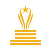 Golden Star Award Trophy on Stacked Platform with Abstract Wings Design vector