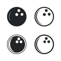 Four Bowling Ball Icons Black and White Variations on White Background vector