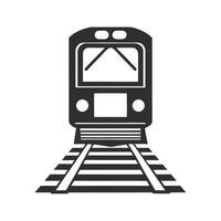 Gray Train Icon on Railroad Tracks Front View railway vector