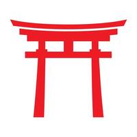 Red Japanese Torii Gate on White Background Simple Icon 1 vector