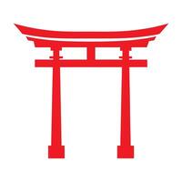 Red Japanese Torii Gate on White Background Simple Icon 3 vector