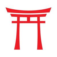 Red Torii Gate Japanese Shrine Symbol on White Background vector