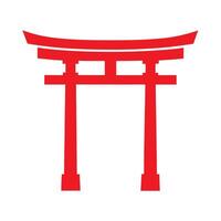 Red Japanese Torii Gate on White Background Simple Icon vector