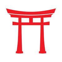 Red Japanese Torii Gate on White Background Simple Icon 2 vector