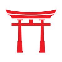 Red Japanese Torii Gate on White Background Simple Design vector