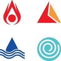 Abstract Red Orange Blue Teal Geometric Shapes Symbols Set Design Elements Icons Water Fire Earth Air vector