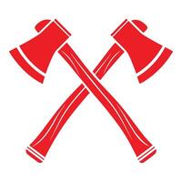 Two Red Axes Crossed Design Element Isolated on White Background Simple Graphic Lumberjack Symbol vector
