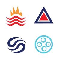 Abstract Logo Collection Red Blue Orange Teal Wave Crown Triangle Circle Design Elements Set vector