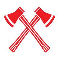 Two Red Axes Crossed Graphic Design Element Isolated on White Background Simple Flat Icon vector