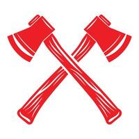 Two Red Axes Crossed Graphic Design Element Isolated on White Background Lumberjack Symbol 2 vector