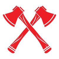Two Red Axes Crossed Graphic Design Element Isolated on White Background Lumberjack Symbol 1 vector