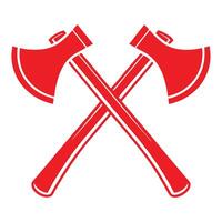Two Red Axes Crossed Graphic Design Element Isolated on White Background Simple Flat Style Icon vector