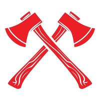 Two Red Axes Crossed Graphic Design Element Isolated on White Background Lumberjack Symbol vector