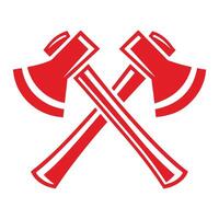 Two Red Axes Crossed Graphic Design Element Isolated on White Background Simple Bold Line Art Icon vector