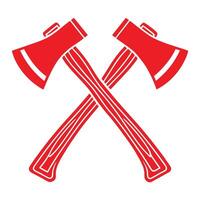 Two Red Axes Crossed Graphic Design Element Isolated on White Background Simple Flat Style Icon 2 vector