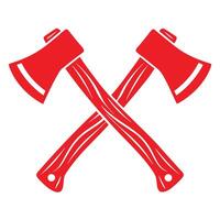 Two Red Axes Crossed Design Element Isolated on White Background Lumberjack Symbol Graphic vector