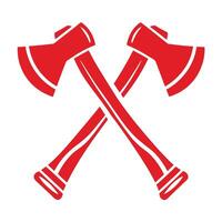 Two Red Axes Crossed Design Element Isolated on White Background Simple Graphic Icon vector