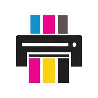 C M Y K Color Printer Icon Design Digital Printing Process Graphic Illustration Isolated on White Background vector