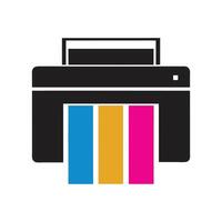 C M Y K Color Printer Icon Blue Gold Pink Cyan Magenta Yellow Black Printing Machine Device Symbol vector