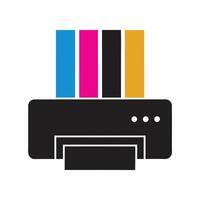 C M Y K Color Ink Cartridges on a Black Printer Icon Isolated on White Background cmyk vector