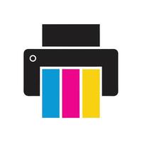 C M Y K Color Printer Icon Design Blue Pink Yellow Cyan Magenta Yellow Graphic Isolated on White Background vector
