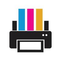 C M Y K Color Ink Cartridges on a Black Inkjet Printer Icon Graphic Design Element vector