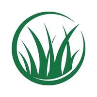 Green Grass Blades in Circular Frame Simple Nature Icon Logo Design Element circle vector