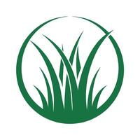 Green Grass Blades in a Circular Frame Simple Nature Icon Design Element for Eco Logos and Branding Projects vector