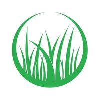 Green Grass Blades in Circular Frame Simple Nature Icon Eco Friendly Symbol circle vector