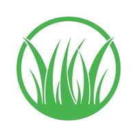 Green Grass Blades Icon in Circular Frame Simple Nature Emblem Eco Friendly Logo Design Element vector