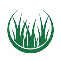 Green Grass Blades in Oval Frame Nature Icon Ecology Symbol Simple Design vector
