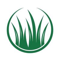 Green Grass Blades in Circular Frame Simple Nature Icon Design Element circle vector