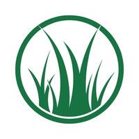 Green Grass Blades Icon in a Circular Frame Simple Nature Emblem Design Element circle vector