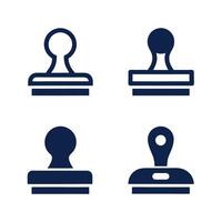 Collection of Four Navy Blue Rubber Stamps Icons Isolated on White Background Different Styles vector