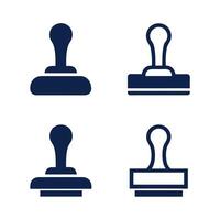 Collection of Four Navy Blue Rubber Stamps Isolated on White Background Different Styles and Designs Office vector