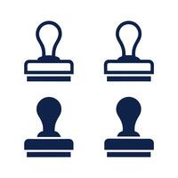 Four Navy Blue Rubber Stamps Isolated on White Background Simple Icon Set Graphic Design Element vector