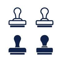 Four Navy Blue Rubber Stamps Icon Set Isolated on White Background Outline and Solid Variations vector