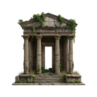 Ancient Stone Ruins Overgrown with Greenery a 3D Render of an Old Temple png