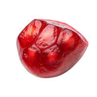 Closeup of a single vibrant red pomegranate seed isolated on gray background showcasing its juicy texture and intricate details png