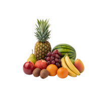 A vibrant collection of fresh fruits including pineapple watermelon bananas apples pears grapes kiwi and oranges png