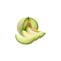 A whole honeydew melon and three slices isolated on a gray background delicious summer fruit png