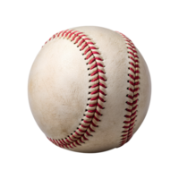 Wellworn Baseball Closeup View of Classic Game Ball Red Stitching Leather Texture png
