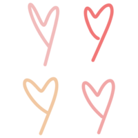 four heart shapes in different colors on a transparent background png