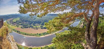 Panoramic view of Elbe river bend in Saxon Switzerland photo