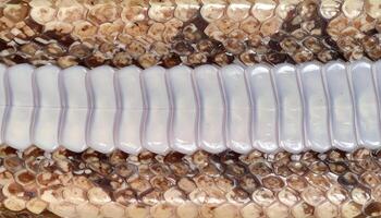 snake belly macro texture with symmetrical curved scale pattern and natural glossy skin surface for biological reference and reptile design photo