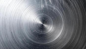 circular brushed metal surface with scratch marks and realistic concentric grinding texture, industrial background photo