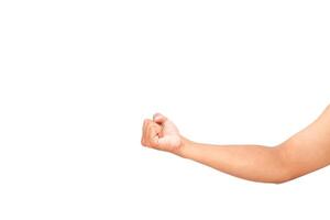 Isolated arm and clenched fist against a white backdrop ideal for graphic design photo