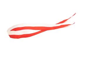 Red and white striped ribbon detail on a clean white background perfect for design elements photo