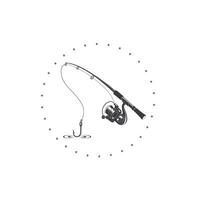 Minimalist Fishing Logo with Rod and Curved Line in Script Font vector