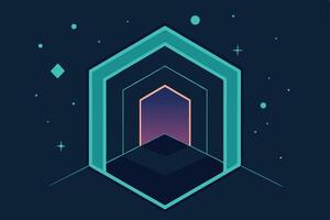 Abstract Hexagon Portal Cosmic Gateway to Digital Dreamscape vector